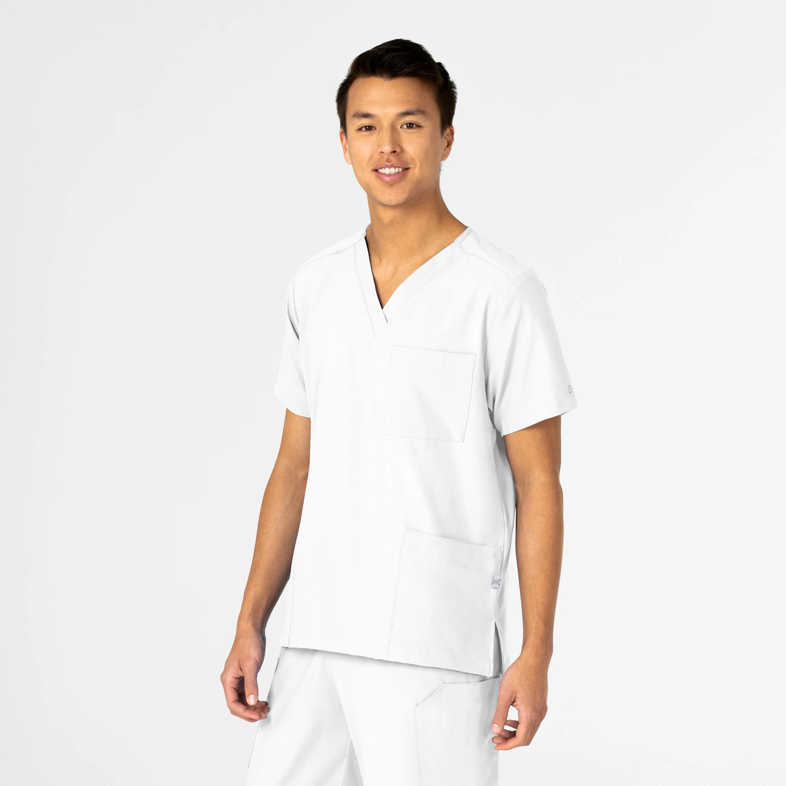 W123 6855 Unisex 4 Pocket Utility Scrub Top White
