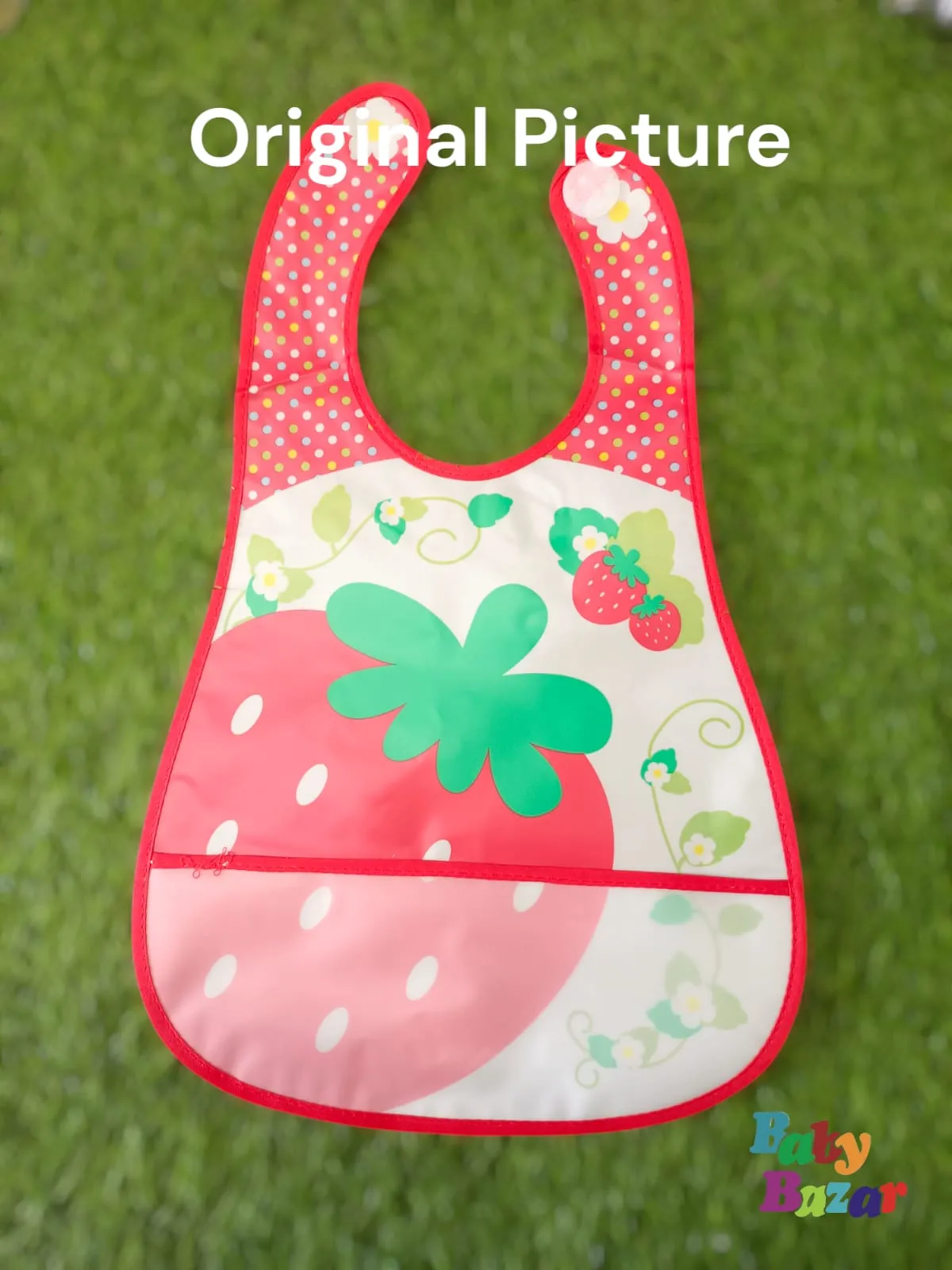 Waterproof Bib Adorable Strawberry Design Easy-Clean & Comfortable