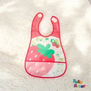 Waterproof Bib Adorable Strawberry Design Easy-Clean & Comfortable