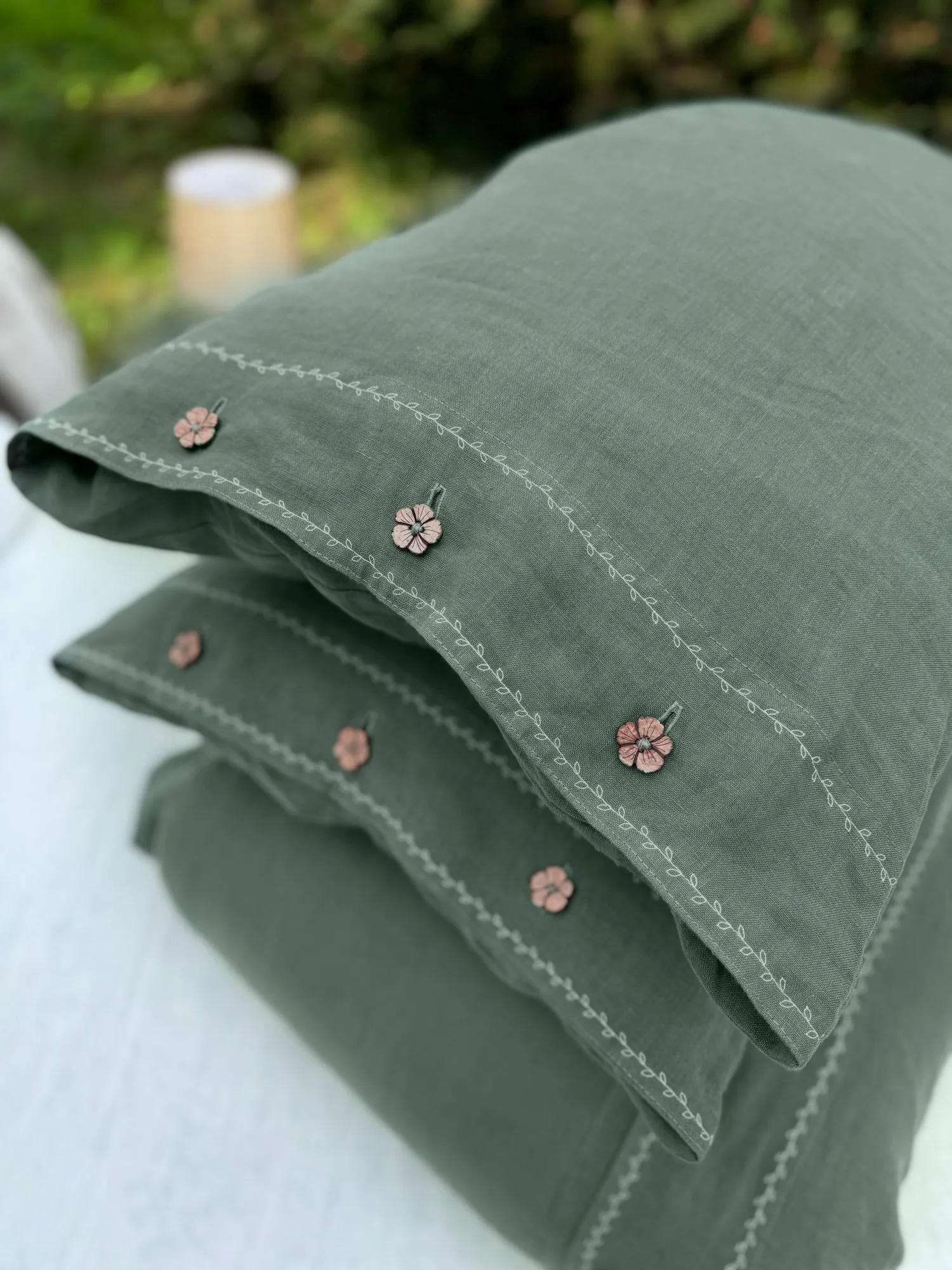 White Embroidered Linen pillow covers