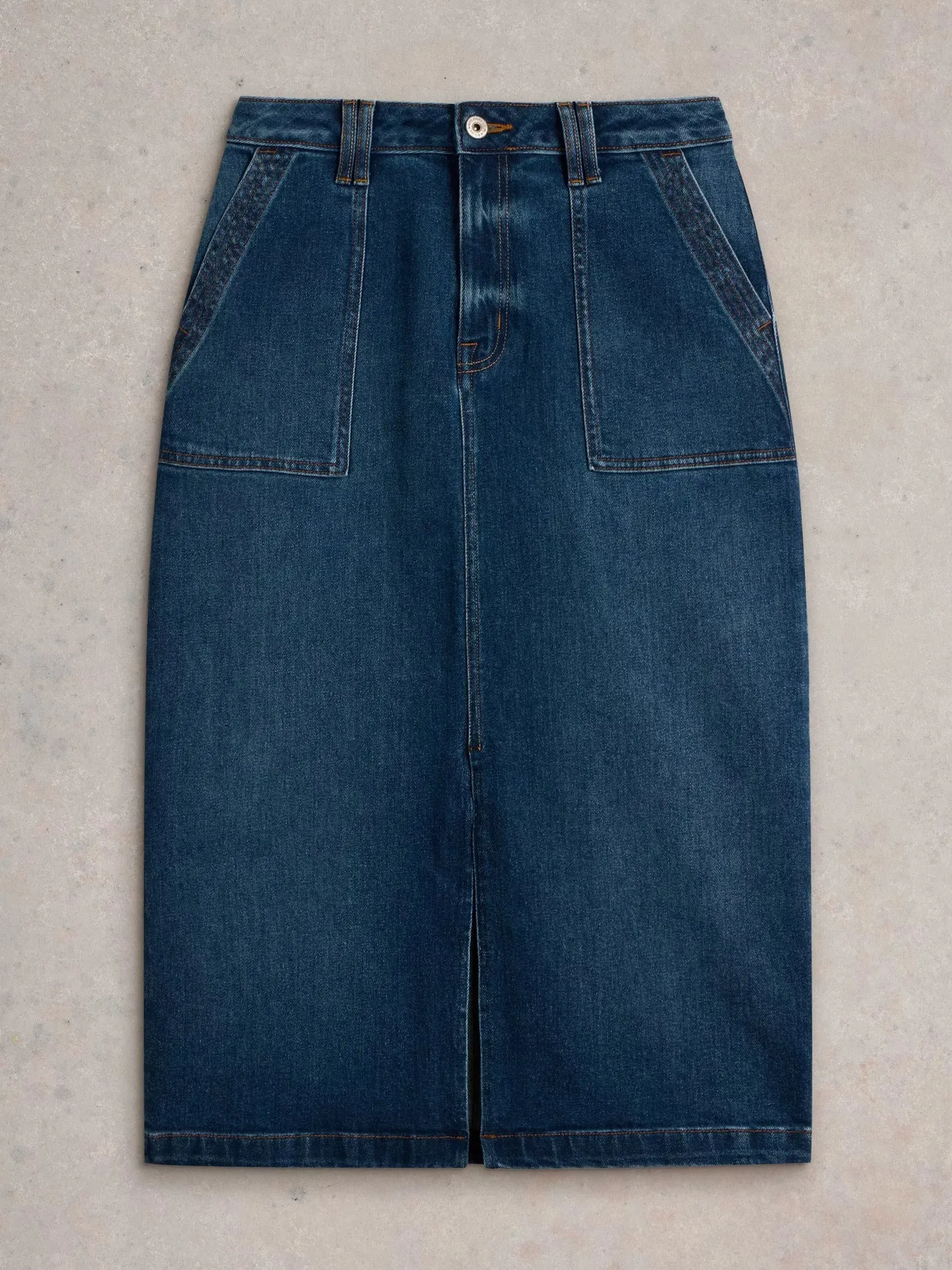 White Stuff Maren Denim Midi Skirt Mid Denim