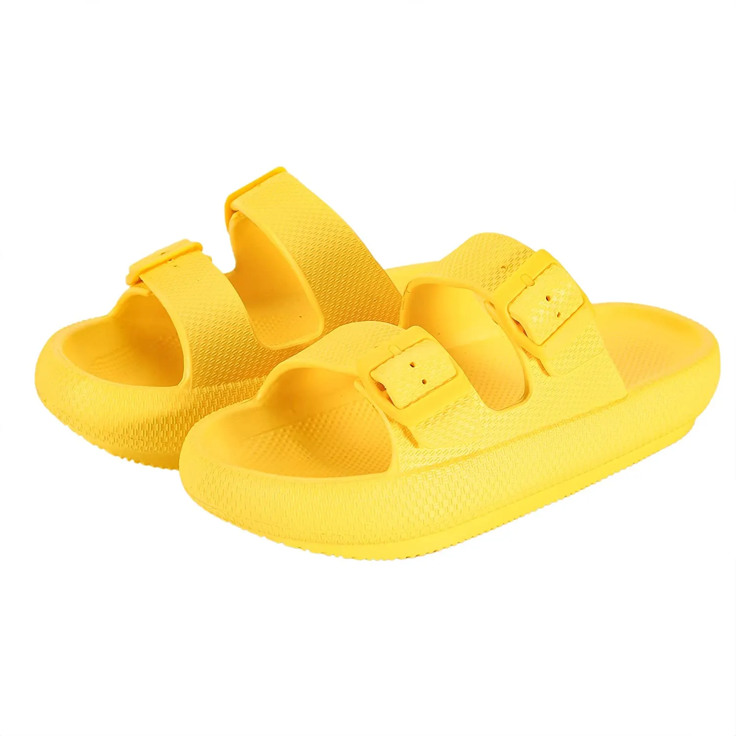 Women Men Cloud Slides for Quick Drying Non-Slip Double Buckle Pool Beach Sandals Open Toe Soft Thick Sole Cushioned Pillow Slippers Bathroom Massage Spa Shower Shoes