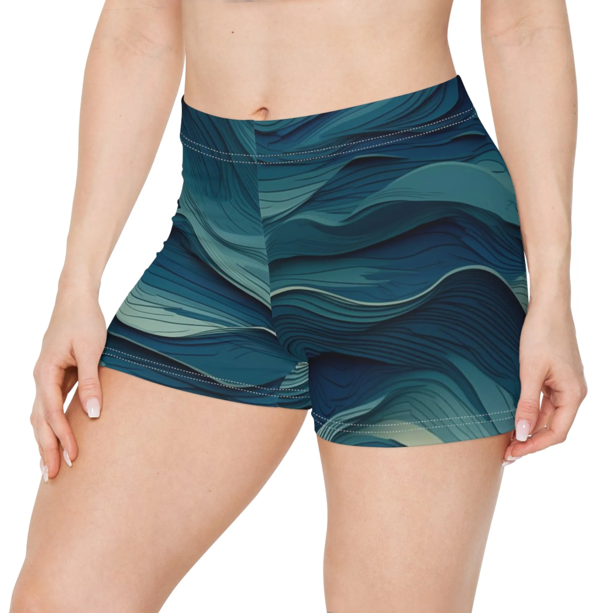 Workout Shorts - Jehanne Tadasana Ocean Waves
