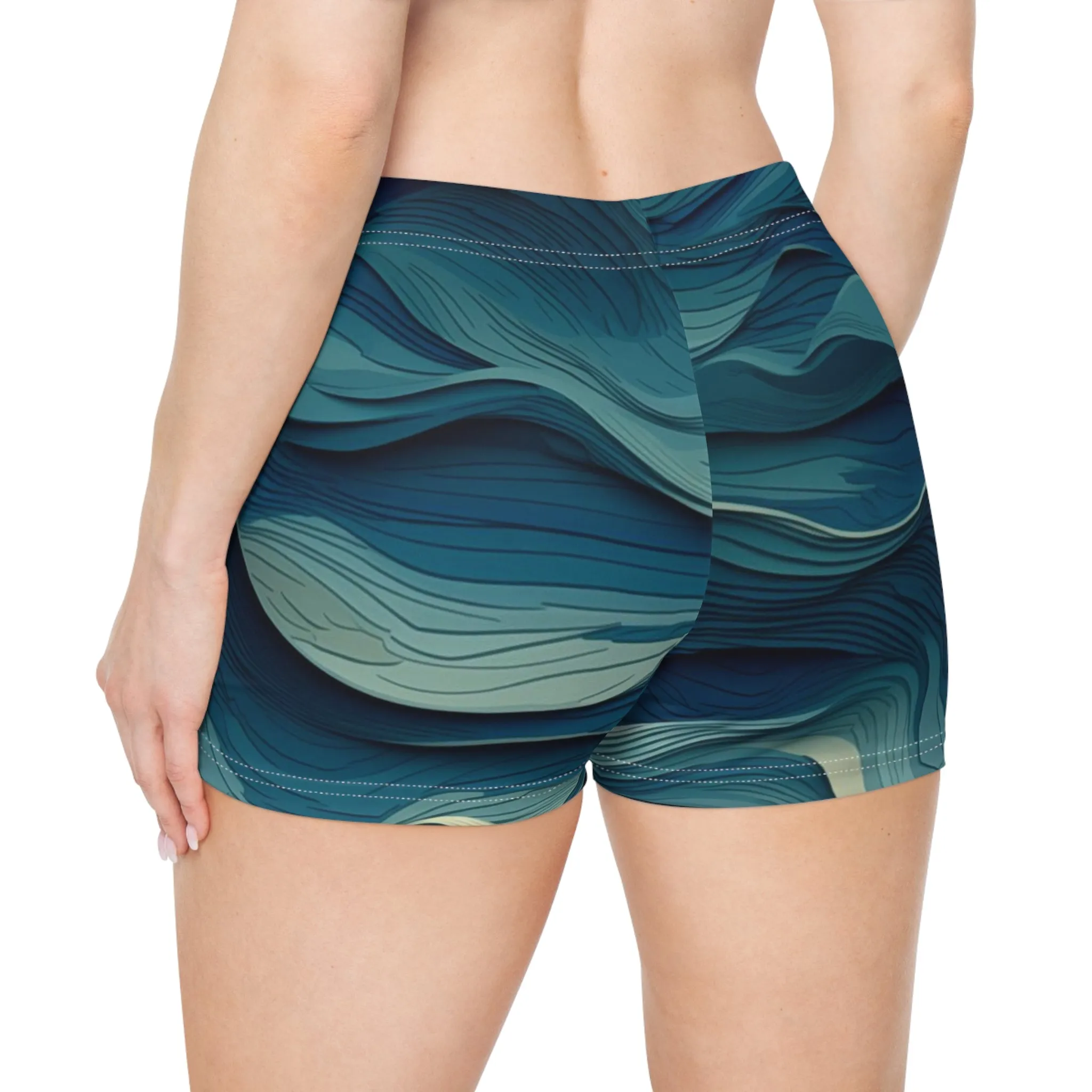 Workout Shorts - Jehanne Tadasana Ocean Waves