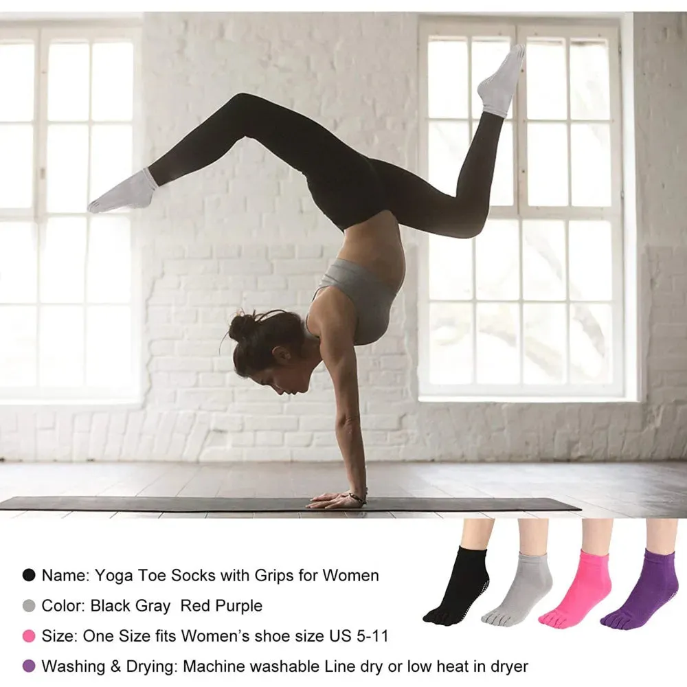 Yoga Toe Socks with Grips for Women