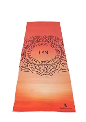 YogAffirmations - Toalla para Tapete de yoga de calidad premium, antideslizante, puntos de silicona, microfibra ultra suave, absorbe el sudor – ideal para yoga caliente, pilates, meditación – Tamaño perfecto 24.0 x 72.0 in, Amarillo