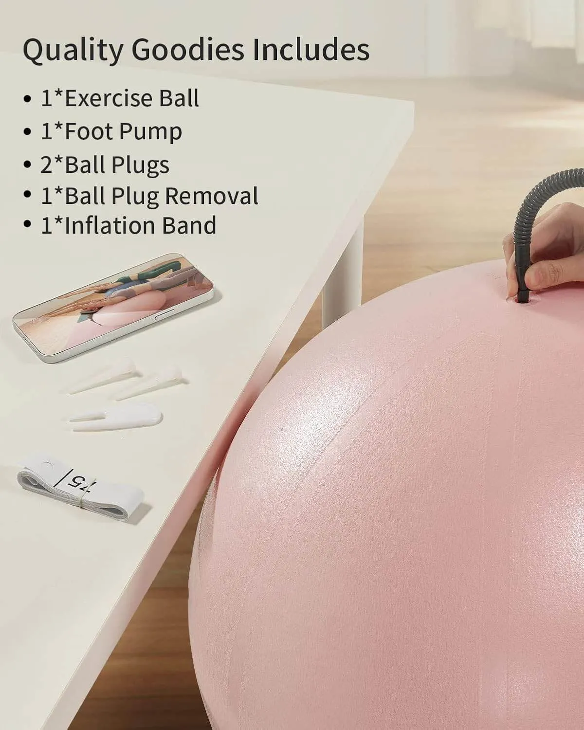 YOTTOY Anti-Burst Exercise Ball for Working Out, Yoga Ball for Pregnancy,Extra Thick Workout Ball for Physical Therapy,Stability Ball for Ball Chair Fitness with Pump